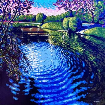 colourful landscape representing a calm lake.