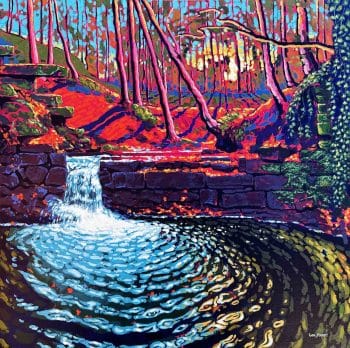 a vibrant landscape painting inspired by the serene beauty of the Yorkshire countryside
