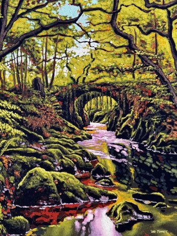 Penmachno is a vibrant painting inspired by the serene beauty of the North Wales countryside made by Cuban artist Leo Morey