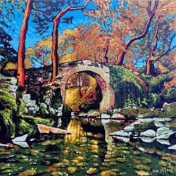 vibrant painting inspired by the serene beauty of the Yorkshire countryside by Cuban artist Leo Morey.